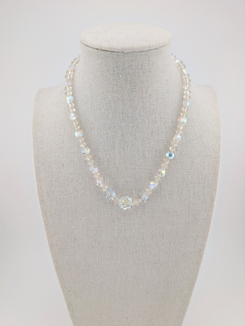 Vintage Crystal Aurora Borealis Necklace - Formal Luxury Beaded Glamour Jewelry